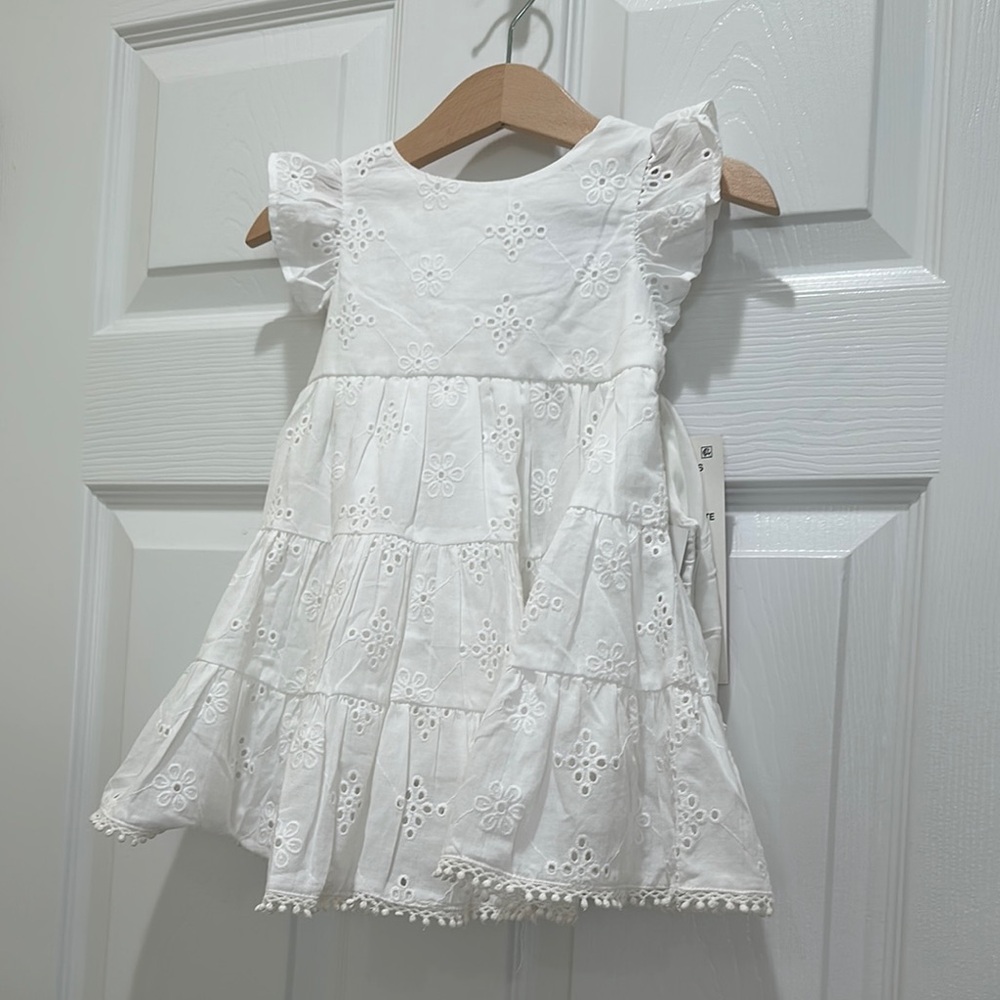 Rare Editions White Sleeveless Ruffled Sundress